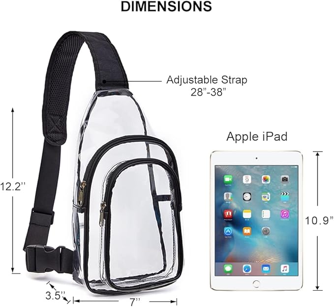Clear PVC Sling Bag - Stadium Approved Clear Shoulder Crossbody Backpack