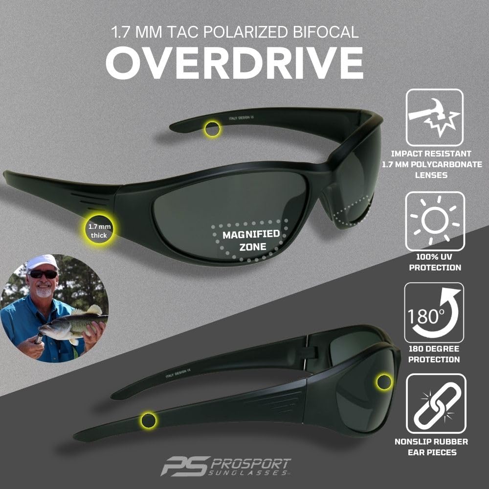 proSPORT Polarized Bifocal Sunglass Readers Fishing Driving Sport Motorcycle Anti-Glare Wrap Full Frame Large UV Men Women
