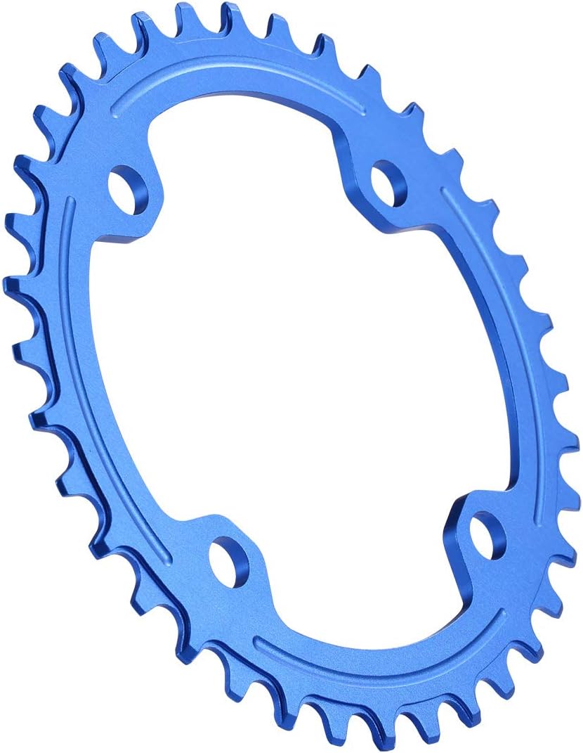 Narrow Wide Bike Single Chainring 104BCD 32T 34T 36T 38T for 9 10 11 Speed Round,Black/Red-Compatible with Most of Shimano and Sram Cranksets