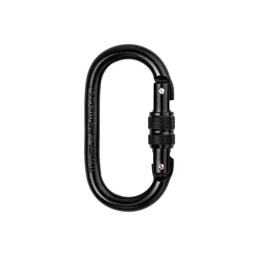 GDK2 Defender CE Certified 25kN Screwgate Locking Carabiner in Size 4.21 x 2.24 inch, Heavy-Duty Carabiners for Climbing, Rappelling, and Mountaineering, Carbon Steel, Midnight Black, 1 Pack