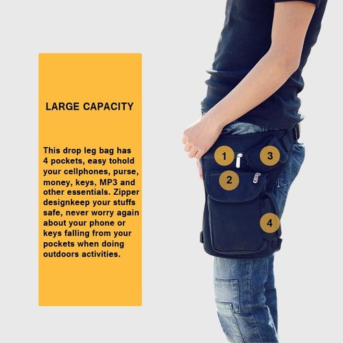 Drop Leg Bag Pouch Holster Tactical Outdoor Sports Racing Camping Hiking Hip Bag (Black)