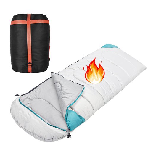 Sleeping Bag Cold Weather-Heating Sleeping Bag with 3 Heating Levels,Waterproof Lightweight Jointable Camping Sleeping Bag and Compression Sack for Camping Hiking Backpacking All Season White