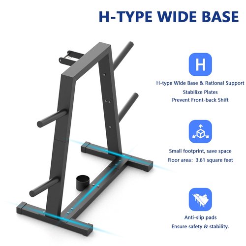 Weight Plate Rack Olympic Plate Rack Weight Storage Rack for 1-Inch Weight Plates, Olympic Weight Plate Tree - Heavy Duty Bumper Plate Rack for Home Gym, Holds 300 lbs