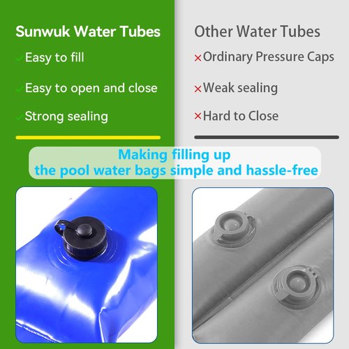 Pool Water Bags for Pool Covers, Sunwuk 0.7mm (21GA) Thickness Heavy-Duty Pool Water Bags, 10 Pack 10Ft Pool Cover Weights for Inground Pool Cover