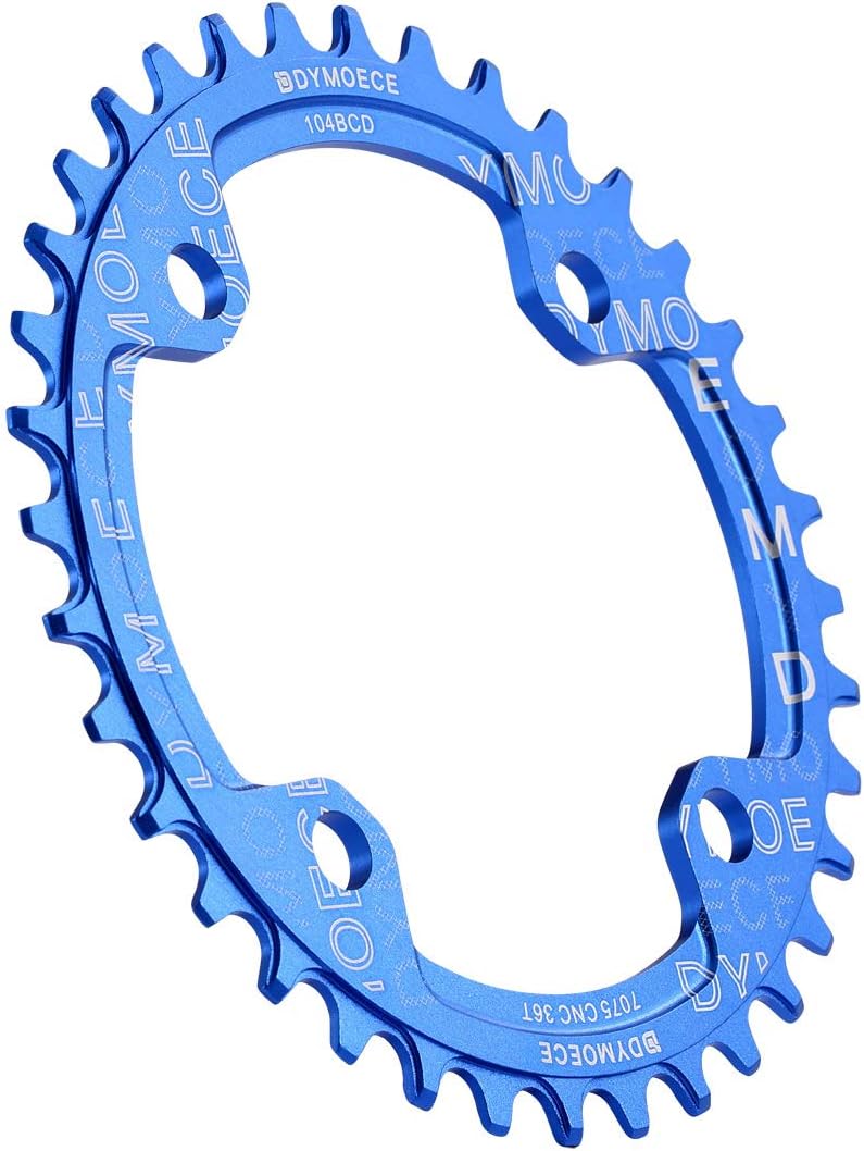 Narrow Wide Bike Single Chainring 104BCD 32T 34T 36T 38T for 9 10 11 Speed Round,Black/Red-Compatible with Most of Shimano and Sram Cranksets