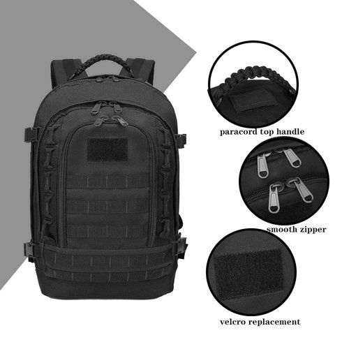 KRTG 35L Military Tactical Backpack Army 3 Day Assault Pack Bag with Molle System (Black)