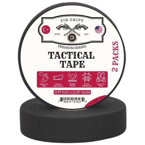 Zib Grips Protective Multipurpose Grip Tape for Guns & Sports – 21.87 Yards | Water Resistant, Adhesive Cloth Tape for Handles, Pistols, Rifles, Hockey & Outdoor Gear (2, Black)