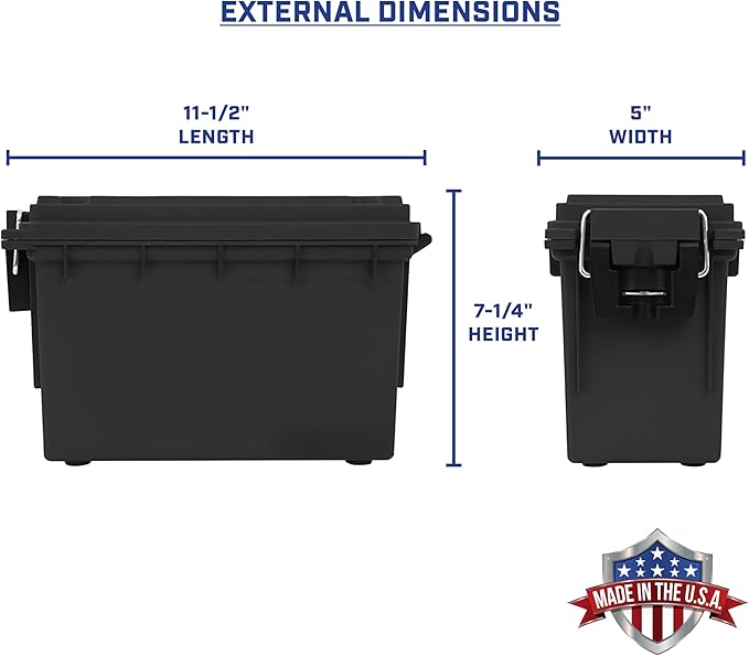 Sheffield 12790 2-Pack Ammo Storage Box, Stackable .30 Cal Field Boxes, Water and Dust Resistant, Lockable Storage Box with Handle, Secures Hunting Gear, Supplies, and Bullets, Made in The USA, Black