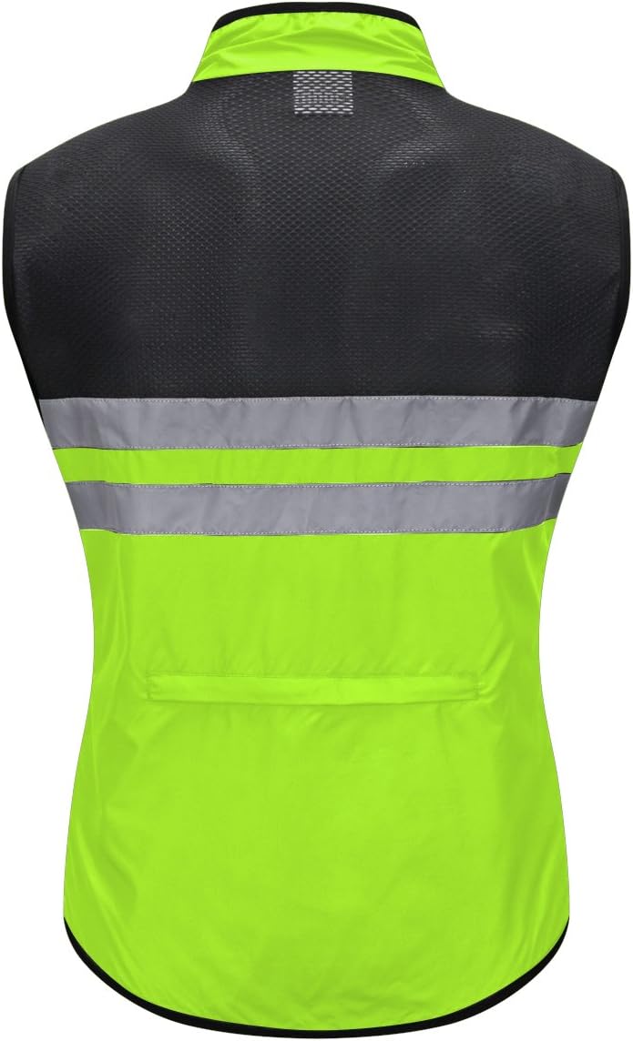 WOSAWE Men's High Visibility Cycling Wind Jacket Water Resistance Reflective Windbreaker