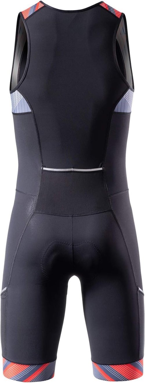 MY KILOMETRE Men’s Triathlon Tri Suit with 2 Big Side Pockets Triathlon Racing Suit with Front Zip