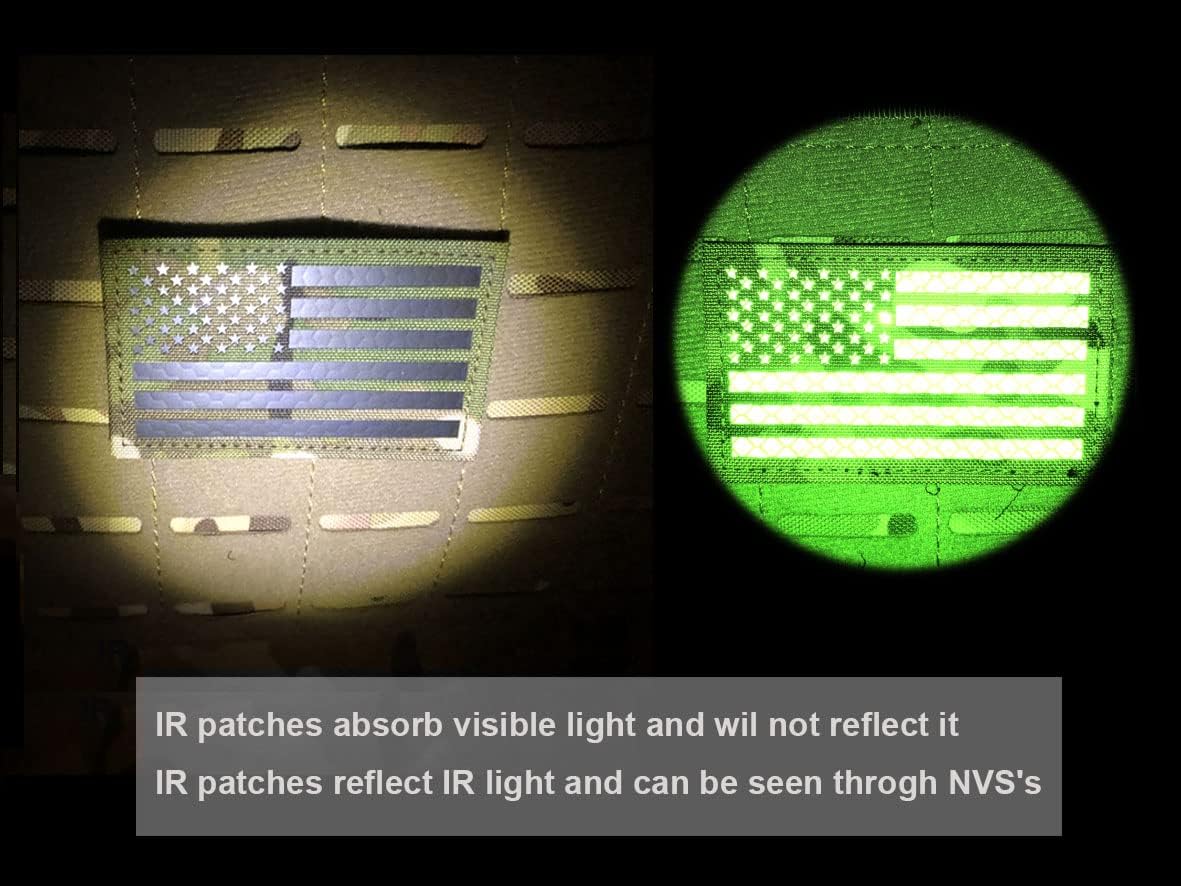 SUVIYA 5x3 inch Large Camo Infrared IR US USA American Flag Patch Tactical Vest Patch Hook-Fastener Backing (5" Width x 3" Height)