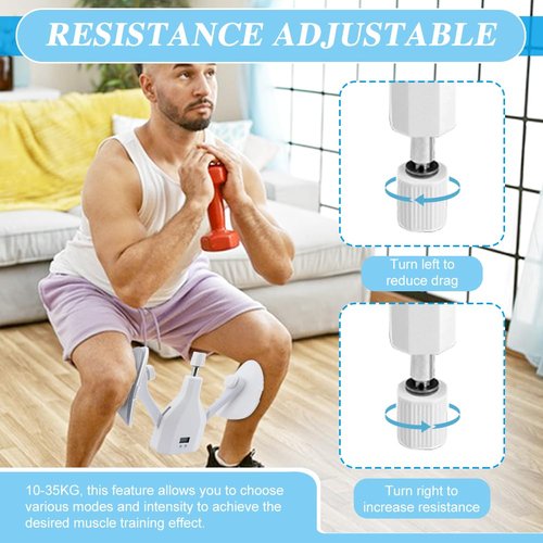 Thigh Master 22-77lb, Adjustable Resistance Leg and Inner Thigh Strength Exerciser, Hip Shaper Kegel Trainer, Pelvic Floor Strengthening Device with Band and Pad for Men Women Workout