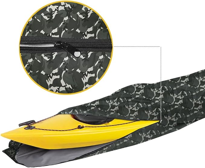i COVER 16ft Kayak Cover- Water Proof Heavy Duty Kayaks/Canoe Covers Fits Canoes or Paddleboards up to 16ft Long and Beam Width up to 36in, Camo
