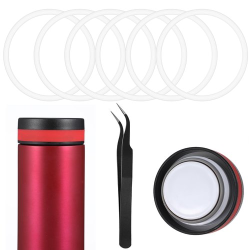6pcs Gasket Replacement Silicone Lid Replacement Water Bottle Gasket Replacement with Tweezers for Hydroflask Hydro Flask Wide Mouth Lid Water Bottles Leak Proof O Ring Seal Ring 2.2inch