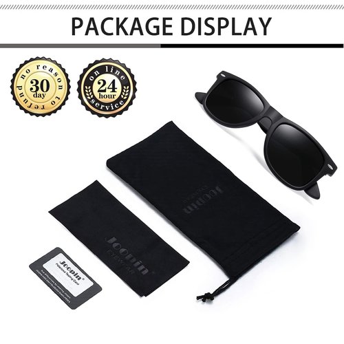 Joopin Vintage Square & Wrap Around Sports Sunglasses Bundle, Trendy Dark Black Sun Glasses Polarized UV400 Protection Retro Shades for Men Women Shady Rays