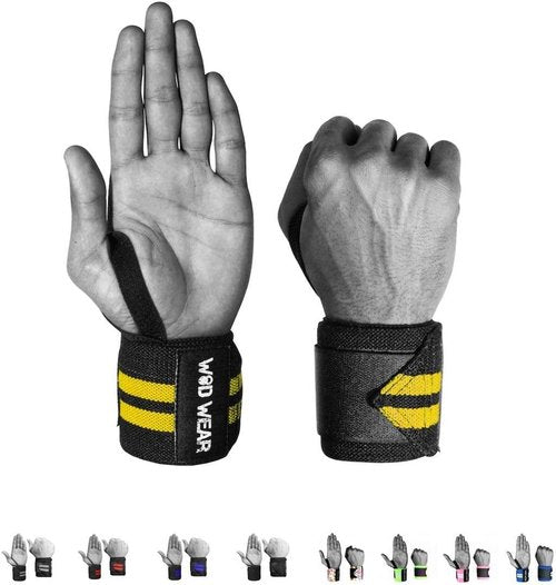 Elastic Wrist Wraps for Powerlifting, Strength Training, Bodybuilding, Cross Training, Olympic Weightlifting, Yoga Support - One Size Fits All