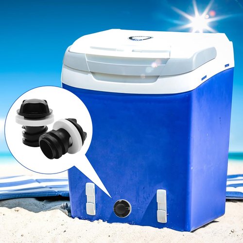 XYQMLY Universal Cooler Drain Plug Kit, 2 Pcs Heavy-Duty Drain Plugs + 2 Pack Cooler Tie Downs Straps, Secure Seal Replacement for Hard-Sided Ice Chests and Coolers