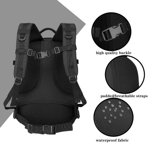 KRTG 35L Military Tactical Backpack Army 3 Day Assault Pack Bag with Molle System (Black)
