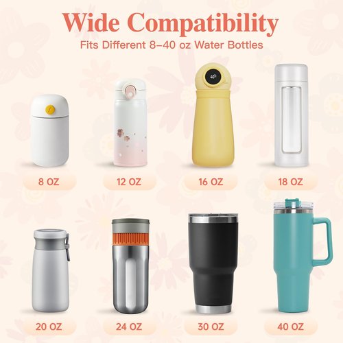 Lingdeer Water Bottle Handle with Lip Balm Holder, Macrame Flowers Water Bottle Sling Holder Lanyard, Carrier with Strap, Fits Most 8-40oz, Compatible with Stanley Cup Accessories