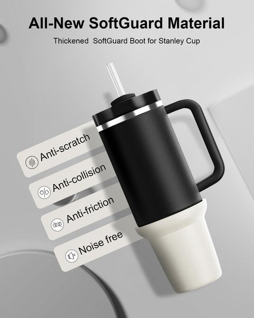 Benzhean Lycra Water Bottle Boot for Stanley Cup Tumbler 40 oz, Bottom Boot for Stanley(White), black