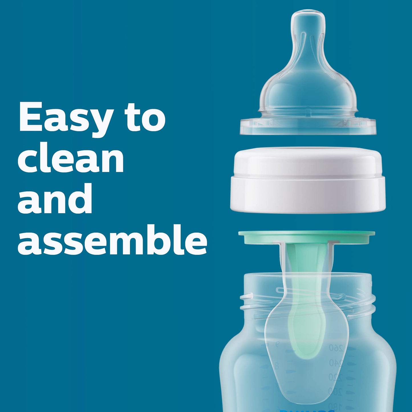 Philips Avent Anti-Colic Baby Bottle with AirFree Vent, 9oz, with Flow 2 Nipples, 1m+, 4pk, Clear, SCY703/04