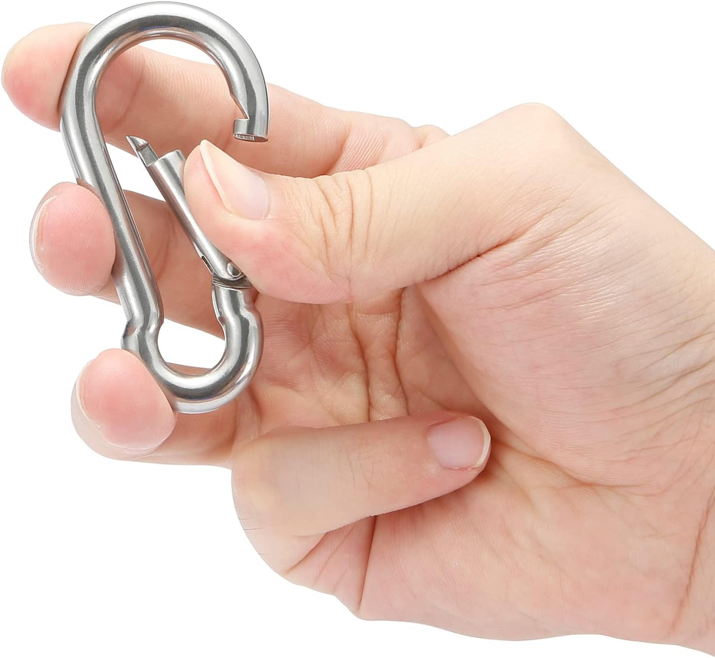 sprookber Stainless Steel Spring Snap Hook Carabiner - 304 Stainless Steel Clips, Set of 6