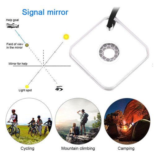 2.3 Inch Signal Mirror Survival Reflective Mirror with Aim Indicator & Whistle, Outdoor Survival Military Grade SOS Rescue Emergency Mirror for Hiking, Camping, Backpacking (A)