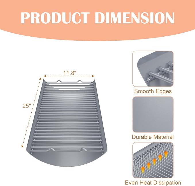 Ash Pan Replacement Parts for Royal Gourmet CC1830FC CC1830SC CC1830V CC1830F CC1830RC Charcoal Grills, Drip Pan Replacement for Royal Gourmet CC1830 Series Charcoal Grill, Grey Coating