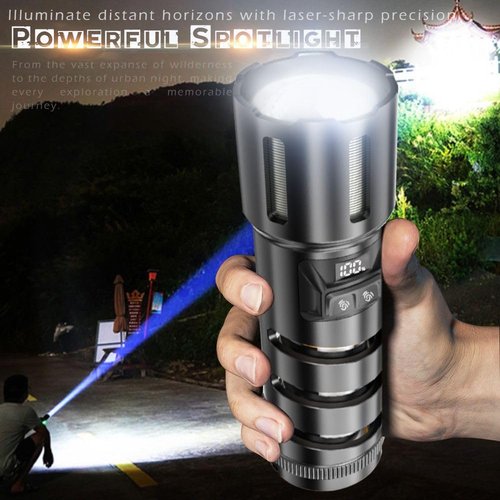 Rechargeable Flashlights, High Lumens Super Bright LED Flashlight with Unique Detachable Camping Battery Pack, Zoomable, for Outdoors, Outages