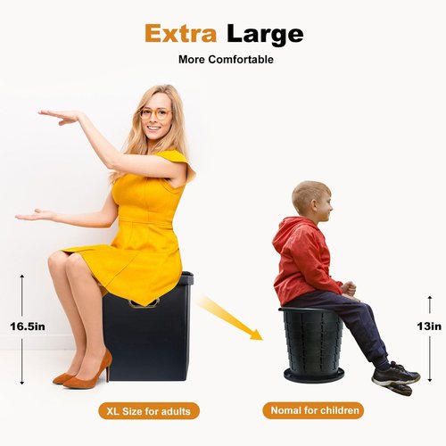 Ann Katy Upgrade XL Portable Toilet for Adults, Extra Large Portable Travel Floding Toilet, Camping Tall Toilets with Lid for Adults and Kids Compact Potty for Car,Hiking,Beach and Camping