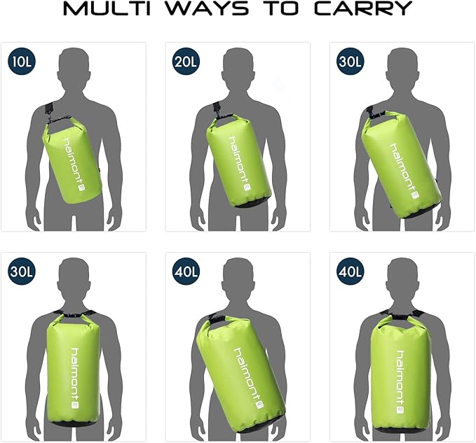 Haimont Waterproof Dry Bag Floating Dry Sack Roll Top Drybag Backpack for Kayaking, Rafting, Boating, SUP, Fishing with IPX8 Waterproof Phone Case, Love Bird Green, 30L