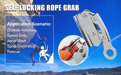 Wokyo Self Locking Rope Grab, Climbing Anti Fall Equipment for 0.47-0.63 in Diameter Rope, Self Locking Equipment for Rocking Climbing, Exploring Holes, Working at Height Anti-Drop Protection(2 Pack)