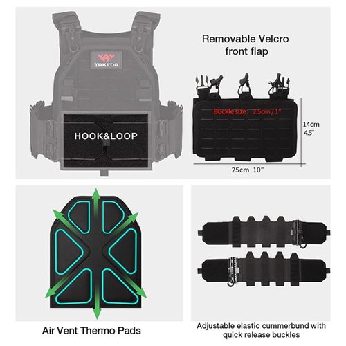 PIKEON Tactical Vest for Men Quick Release Adjustable Airsoft Vest Laser-Cutting Modular Lightweight Vest (Black)