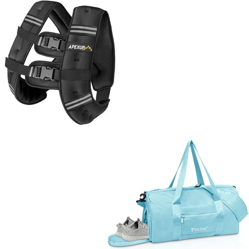 APEXUP Weighted Vest 15lbs + Gym Duffle Bag