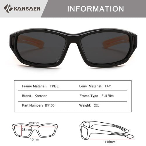 Karsaer Vision Polarized Kids Sunglasses UV400 Protection Flexible TPEE Rubber Frame Baseball Shades for Boys Girls Ages 3-12