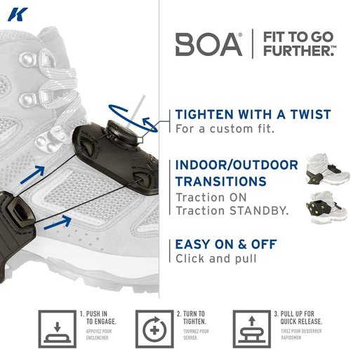 Korkers Ice Commuter Ice Cleats - Minimal and Lightweight - 11 Replaceable Steel Spikes - Black/Green