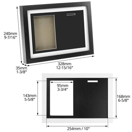 QWORK Medal Display Shadow Box, 1 Medal Display Case and 1 Photo, Black A4 Size, 3-3/4"x5-5/8 Inner Frame Photo Size