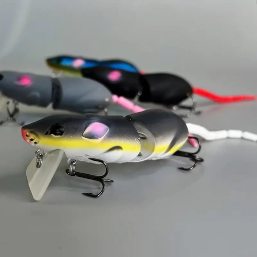 3Pcs Premium Topwater Mouse Fishing Lures for Bass, Bionic Rat Bait,Realistic Bass Attractor - Ideal for Bass Trout, Catfish, Pike, Perch, for Freshwater Saltwater Angling