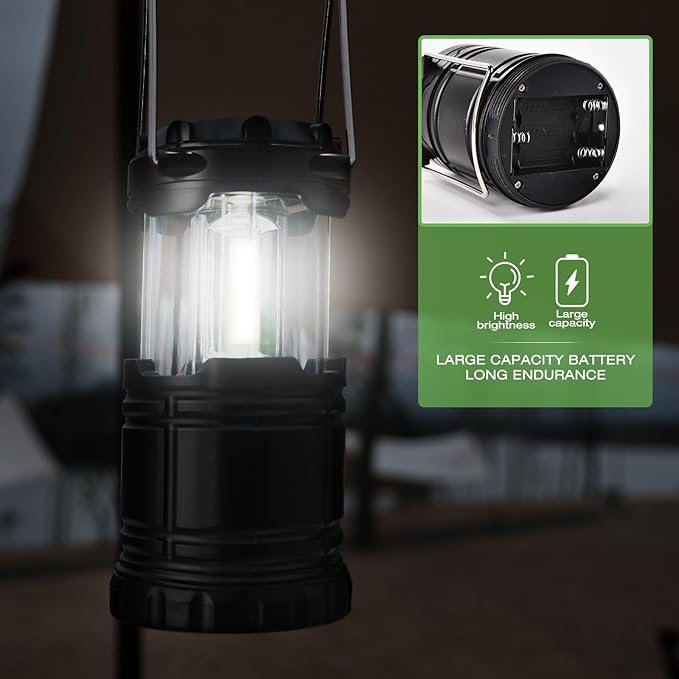 Lantern Collapsible Camping Light, Battery Operated Lanterns LED Super Bright for Power Outages Indoor Emergency Outdoor Camping Hiking Kit (COB-1)