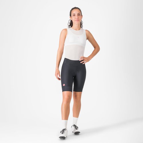 CASTELLI Women’s Prima 2 Short, Endurance Shorts for Road and Gravel Biking with Seat Pad & High-Visibility Reflective Tabs - Black/Black - X-Small