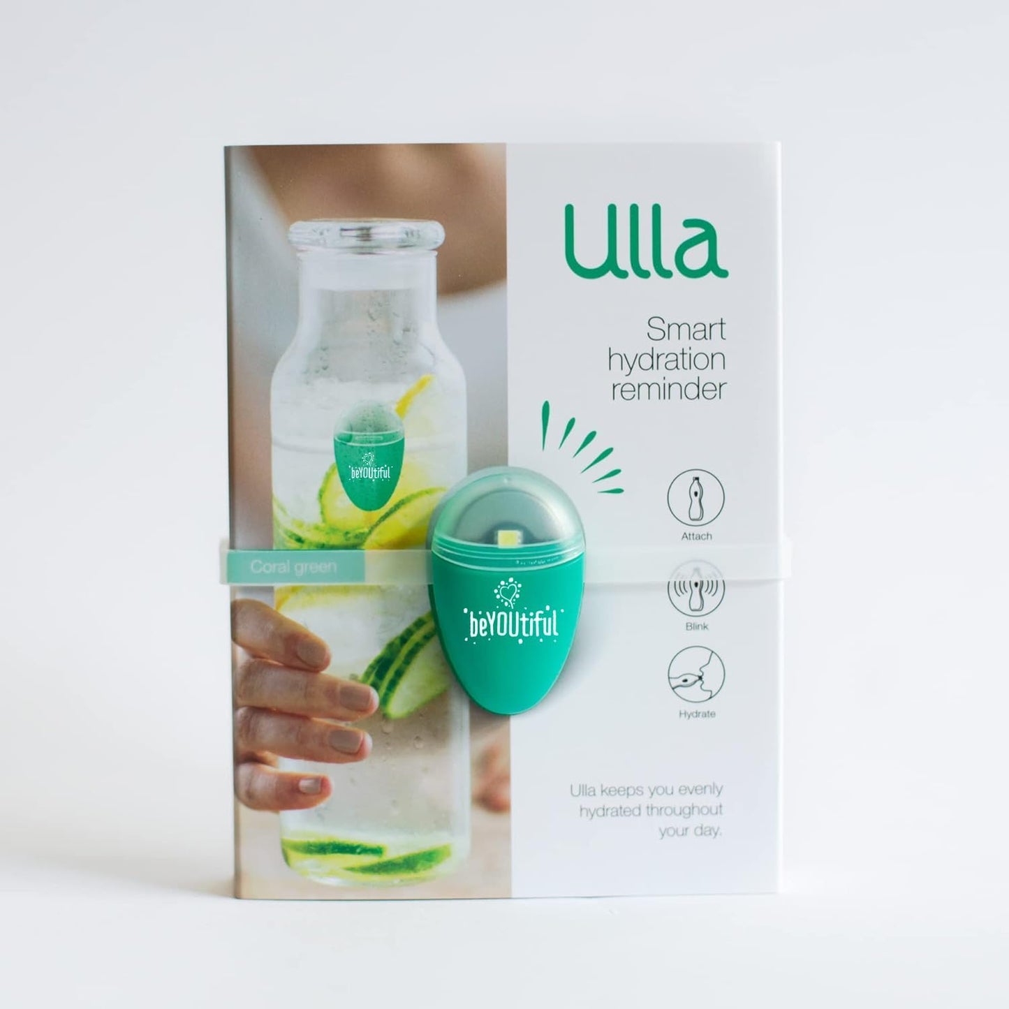 ULLA Drink Water Reminder, Smart Light for Water Bottle, Fits Most Bottles, Lights Up when Time to Drink, Hidrate Smart Water Bottle Reminder to Drink, Smart Hydration Reminder, Water Tracker - CACTUS