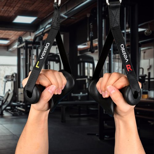 veimia Ergonomic Gym Handles, Double D Row Handles, Cable Machine Handles for T-Row, Pullers, Resistance Bands, Gym Handles for Cables, Strength Trainers and Tricep Exercise Machine Attachments