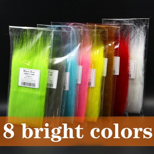 Fly Tying Craft Fur 8 Bright Colors Long Synthetic Fiber Fly Fishing Streamer Fly Tying Materials