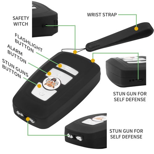 bybabz Mini Stun Gun with LED Flashlight,Rechargeable Stun Guns Self-Defense with LED Flashlight,Rechargeable Stun Gun for Woman