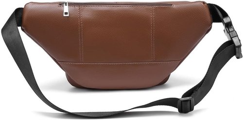 Genuine Leather Large 7 Pocket Waist Pack with Organizer, Card Slots (Black)