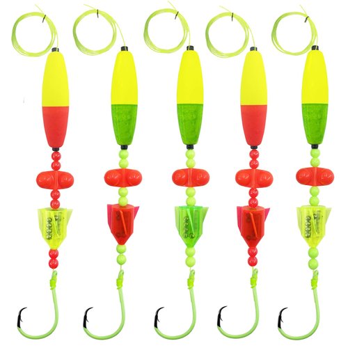 Skipaelf Catfish Rig Float With Rattler, 5pcs Santee Cooper Rigs for Fishing, 8/0 Circle Hooks, Catfishing Tackle and Equipment