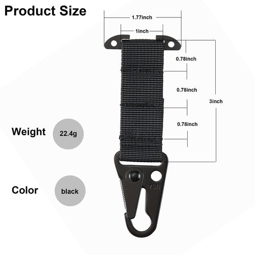 Tactical Gear Clip, T-Mount MOLLE Webbing Belt Clip with HK Hook for Backpack, Key Holder Vest Accessories(Black- 4pcs)