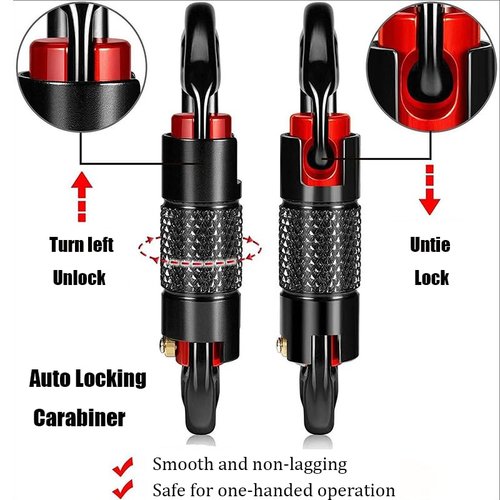 UIAA Certified 25KN Carabiner Heavy Duty, Auto Locking Carabiners Clips, 6PCS Black Carabiner for Swing, pet Traction,3.93 Inch D Shaped, Large Size