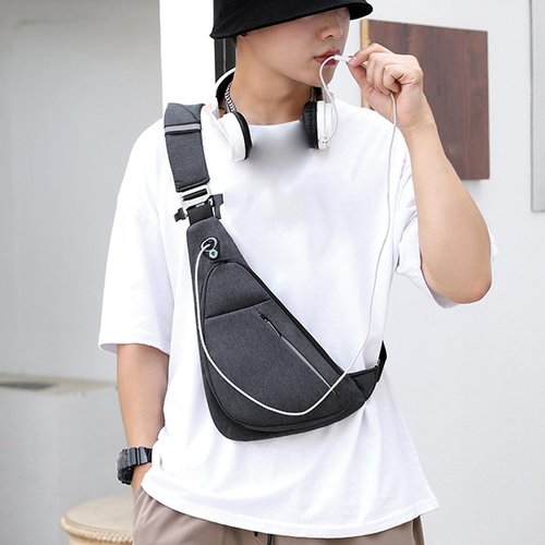 Vensivy Lightweight Anti-Theft Men's Crossbody Chest Bag Multifunctional Outdoor Travel Shoulder Backpack Waterproof (Black, Right)