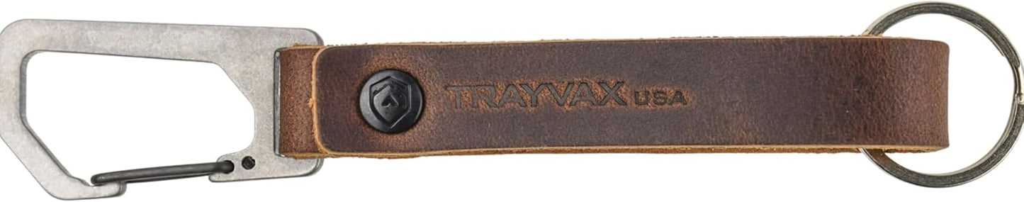Trayvax Keyton Leather Keychain, Quick Release Carabiner Clip Key Chain for Men and Women, Stainless Steel